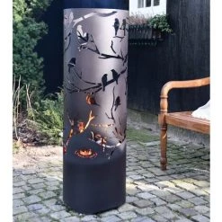Esschert Design Baril à Feu Birds On Twig Acier Au Carbone Noir FF409 - Noir -Chauffage d'extérieur Soldes 10350130 3