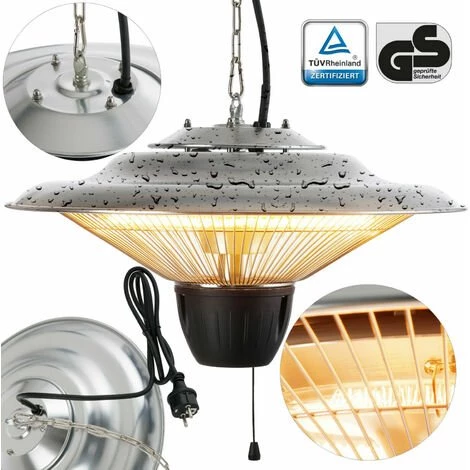 AREBOS Radiateur Plafond Électrique Chauffage Infrarouge | 1500 W | Chauffage Très Rapide | Aluminium - Argent 3 AREBOS Radiateur Plafond Électrique Chauffage Infrarouge | 1500 W | Chauffage Très Rapide | Aluminium - Argent