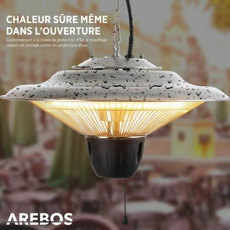 AREBOS Radiateur Plafond Électrique Chauffage Infrarouge | 1500 W | Chauffage Très Rapide | Aluminium - Argent 6 AREBOS Radiateur Plafond Électrique Chauffage Infrarouge | 1500 W | Chauffage Très Rapide | Aluminium - Argent – Image 4