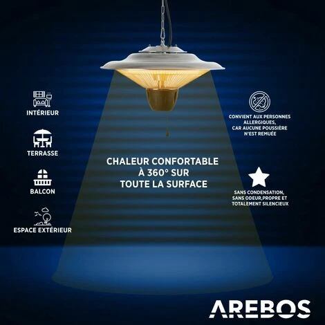 AREBOS Radiateur Plafond Électrique Chauffage Infrarouge | 1500 W | Chauffage Très Rapide | Aluminium - Argent 7 AREBOS Radiateur Plafond Électrique Chauffage Infrarouge | 1500 W | Chauffage Très Rapide | Aluminium - Argent – Image 5