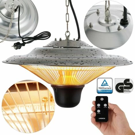 AREBOS Radiateur Plafond Chauffage Infrarouge | 1500W | Avec Télécommande | Chauffage Très Rapide Argent - Argent 3 AREBOS Radiateur Plafond Chauffage Infrarouge | 1500W | Avec Télécommande | Chauffage Très Rapide Argent - Argent