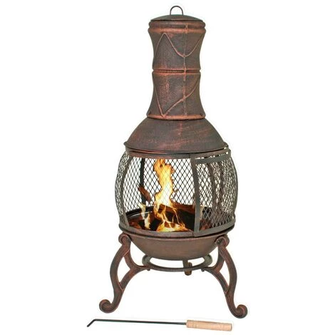 Poêle De Patio En Fonte Avec Porte Gril - Diamètre 50 Cm X Hauteur 90 Cm Fire Beam 3 Poêle De Patio En Fonte Avec Porte Gril - Diamètre 50 Cm X Hauteur 90 Cm Fire Beam