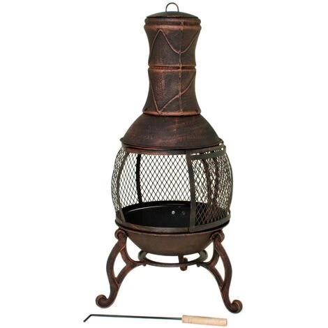 Poêle De Patio En Fonte Avec Porte Gril - Diamètre 50 Cm X Hauteur 90 Cm Fire Beam 4 Poêle De Patio En Fonte Avec Porte Gril - Diamètre 50 Cm X Hauteur 90 Cm Fire Beam – Image 2