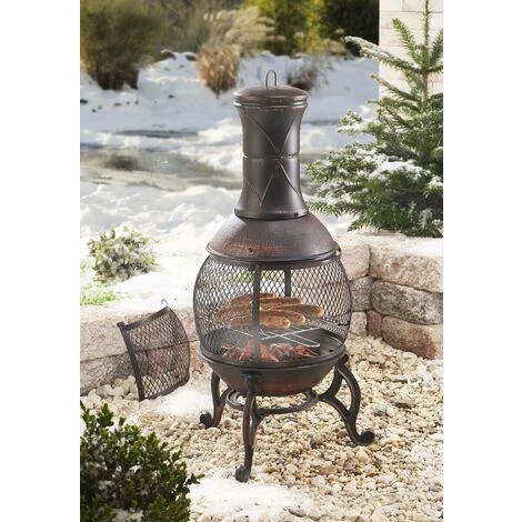 Poêle De Patio En Fonte Avec Porte Gril - Diamètre 50 Cm X Hauteur 90 Cm Fire Beam 5 Poêle De Patio En Fonte Avec Porte Gril - Diamètre 50 Cm X Hauteur 90 Cm Fire Beam – Image 3
