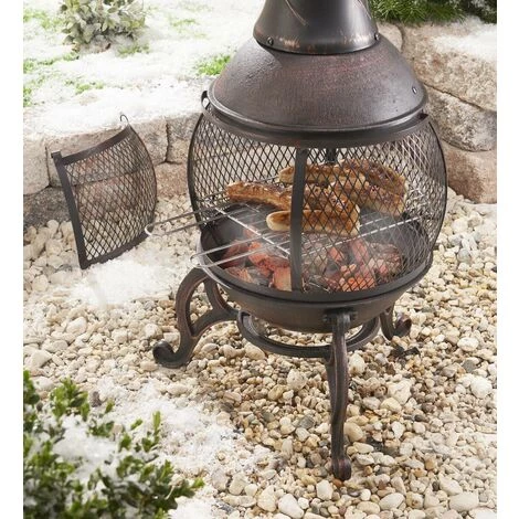 Poêle De Patio En Fonte Avec Porte Gril - Diamètre 50 Cm X Hauteur 90 Cm Fire Beam 6 Poêle De Patio En Fonte Avec Porte Gril - Diamètre 50 Cm X Hauteur 90 Cm Fire Beam – Image 4
