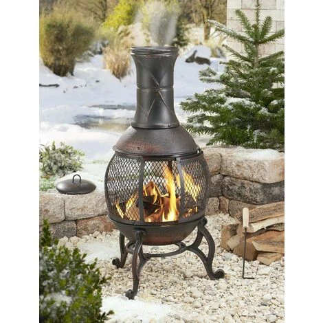 Poêle De Patio En Fonte Avec Porte Gril - Diamètre 50 Cm X Hauteur 90 Cm Fire Beam 7 Poêle De Patio En Fonte Avec Porte Gril - Diamètre 50 Cm X Hauteur 90 Cm Fire Beam – Image 5