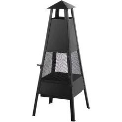 BELIANI Cheminée De Jardin En Acier Noir - Noir 10 BELIANI Cheminée De Jardin En Acier Noir - Noir -Chauffage d'extérieur Soldes 11771720 4