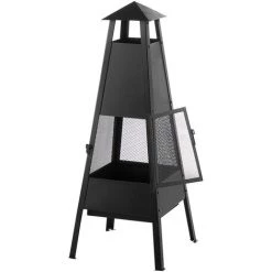 BELIANI Cheminée De Jardin En Acier Noir - Noir 11 BELIANI Cheminée De Jardin En Acier Noir - Noir -Chauffage d'extérieur Soldes 11771720 5