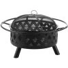 BELIANI Brasero Rond En Acier Noir - Noir 2 BELIANI Brasero Rond En Acier Noir - Noir -Chauffage d'extérieur Soldes 11771733 1