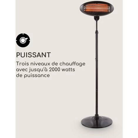 Blumfeldt Hot Roddy Radiateur Infrarouge De Terrasse IP34 650/1300/2000W Noir 6 Blumfeldt Hot Roddy Radiateur Infrarouge De Terrasse IP34 650/1300/2000W Noir – Image 4