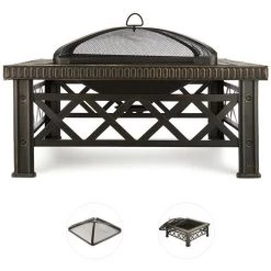 Blumfeldt Merano Braséro 75x75 Cm Design Carrelage Acier Noirci -Chauffage d'extérieur Soldes 12990803 3