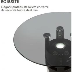 Blumfeldt Primal Heat 65 Table De Bistro élément Chauffant IR Au Carbone 1200 W LED 65cm Verre -Chauffage d'extérieur Soldes 12991215 2