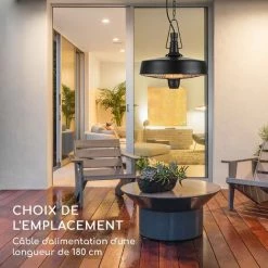 Blumfeldt Camden Heat Radiateur De Terrasse IR ComfortHeat IP24 Easy Noir