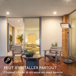 Blumfeldt Heat Guard Focus Radiateur De Terrasse IR ComfortHeat 1000/2000W Gris