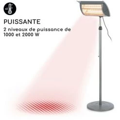 Blumfeldt Heat Guard Focus Radiateur De Terrasse IR ComfortHeat 1000/2000W Gris -Chauffage d'extérieur Soldes 12991392 3
