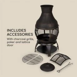 Blumfeldt Titus Poêle De Jardin Style Cheminée 360° FireView Fonte Inoxydable - 10 Blumfeldt Titus Poêle De Jardin Style Cheminée 360° FireView Fonte Inoxydable - -Chauffage d'extérieur Soldes 12991531 4