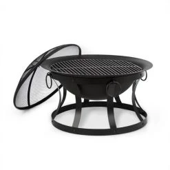 Blumfeldt Pentos Braséro De Jardin Ø73 Cm Pare étincelles Ø 60cm Grille Fonte -