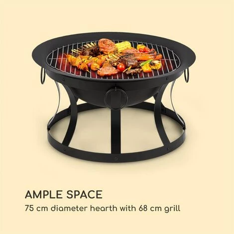 Blumfeldt Pentos Braséro De Jardin Ø73 Cm Pare étincelles Ø 60cm Grille Fonte - 6 Blumfeldt Pentos Braséro De Jardin Ø73 Cm Pare étincelles Ø 60cm Grille Fonte - – Image 4