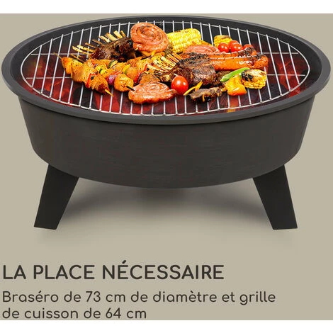Blumfeldt Nolana Braséro De Jardin Ø73 Cm Pare-étincelles Grille Acier Ø64 Cm 6 Blumfeldt Nolana Braséro De Jardin Ø73 Cm Pare-étincelles Grille Acier Ø64 Cm – Image 4