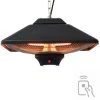 INTEROUGEHOME Suspension Chauffante D'exterieur Noir Type Halogene Avec Lampe LED Et Telecommande - 2000W -Chauffage d'extérieur Soldes 13900613 1
