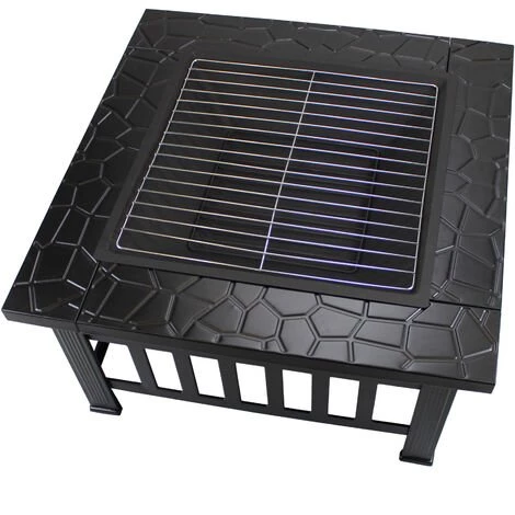 TODECO Foyer De Chauffage 3 En 1, BBQ Brasero, 81 X 81 X 45 Cm, Noir, Matériau: Acier - Noir 6 TODECO Foyer De Chauffage 3 En 1, BBQ Brasero, 81 X 81 X 45 Cm, Noir, Matériau: Acier - Noir – Image 4