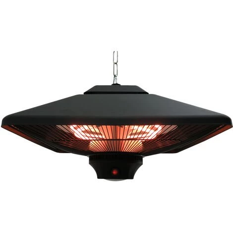 HOMCOM Outsunny Chauffage Radiant Suspendu 43L X 43l X 25H Cm 2 Tubes 1000/2000 W Extérieur Intérieur Télécommande éclairage LED Intégré Noir - Noir 3 HOMCOM Outsunny Chauffage Radiant Suspendu 43L X 43l X 25H Cm 2 Tubes 1000/2000 W Extérieur Intérieur Télécommande éclairage LED Intégré Noir - Noir