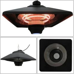 HOMCOM Outsunny Chauffage Radiant Suspendu 43L X 43l X 25H Cm 2 Tubes 1000/2000 W Extérieur Intérieur Télécommande éclairage LED Intégré Noir - Noir 10 HOMCOM Outsunny Chauffage Radiant Suspendu 43L X 43l X 25H Cm 2 Tubes 1000/2000 W Extérieur Intérieur Télécommande éclairage LED Intégré Noir - Noir -Chauffage d'extérieur Soldes 15731048 4