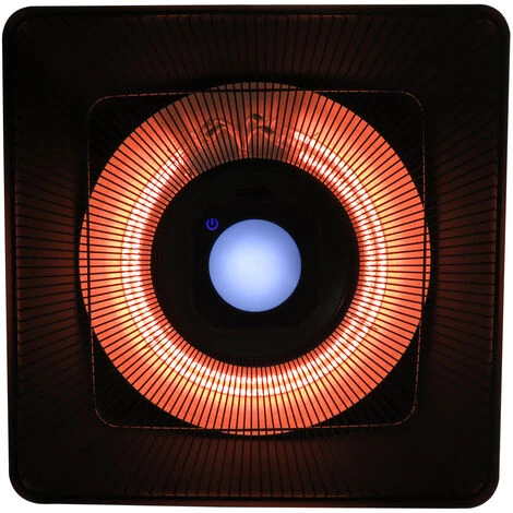 HOMCOM Outsunny Chauffage Radiant Suspendu 43L X 43l X 25H Cm 2 Tubes 1000/2000 W Extérieur Intérieur Télécommande éclairage LED Intégré Noir - Noir 7 HOMCOM Outsunny Chauffage Radiant Suspendu 43L X 43l X 25H Cm 2 Tubes 1000/2000 W Extérieur Intérieur Télécommande éclairage LED Intégré Noir - Noir – Image 5