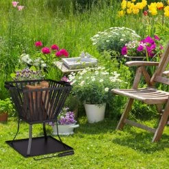 Relaxdays Panier à Feu XL Avec Tisonnier, Brasero De Jardin Et Terrasse Avec Emplacement Bûches, 56x56,5x45 Cm, Noir 9 Relaxdays Panier à Feu XL Avec Tisonnier, Brasero De Jardin Et Terrasse Avec Emplacement Bûches, 56x56,5x45 Cm, Noir -Chauffage d'extérieur Soldes 16277921 3