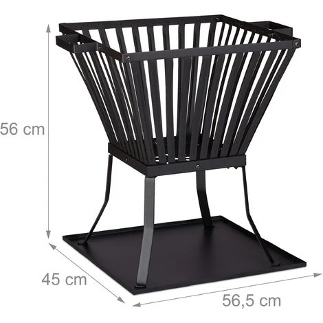 Relaxdays Panier à Feu XL Avec Tisonnier, Brasero De Jardin Et Terrasse Avec Emplacement Bûches, 56x56,5x45 Cm, Noir 6 Relaxdays Panier à Feu XL Avec Tisonnier, Brasero De Jardin Et Terrasse Avec Emplacement Bûches, 56x56,5x45 Cm, Noir – Image 4