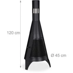 Relaxdays Cheminée De Jardin Avec Porte De Protection, Brasero Pour Le Bois, Poêle De Jardin, HxD: 120x45cm, Acier, Noir 10 Relaxdays Cheminée De Jardin Avec Porte De Protection, Brasero Pour Le Bois, Poêle De Jardin, HxD: 120x45cm, Acier, Noir -Chauffage d'extérieur Soldes 16896370 4