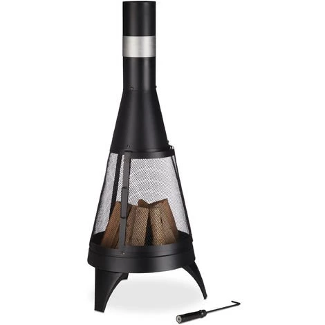 Relaxdays Cheminée De Terrasse, Foyer Ouvert, Brasero, Feu De Camp Décoratif, Tisonnier, Ø 45 Cm, Acier, Noir 3 Relaxdays Cheminée De Terrasse, Foyer Ouvert, Brasero, Feu De Camp Décoratif, Tisonnier, Ø 45 Cm, Acier, Noir