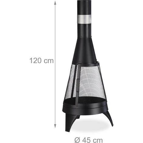 Relaxdays Cheminée De Terrasse, Foyer Ouvert, Brasero, Feu De Camp Décoratif, Tisonnier, Ø 45 Cm, Acier, Noir 7 Relaxdays Cheminée De Terrasse, Foyer Ouvert, Brasero, Feu De Camp Décoratif, Tisonnier, Ø 45 Cm, Acier, Noir – Image 5
