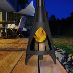 Relaxdays Cheminée De Jardin Avec Porte De Protection, Brasero Décoratif, Pour Le Bois, H X D: 120 X 45cm, Acier, Noir 8 Relaxdays Cheminée De Jardin Avec Porte De Protection, Brasero Décoratif, Pour Le Bois, H X D: 120 X 45cm, Acier, Noir -Chauffage d'extérieur Soldes 16906050 2