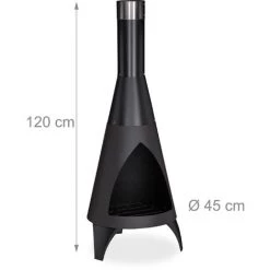 Relaxdays Cheminée De Jardin Avec Porte De Protection, Brasero Décoratif, Pour Le Bois, H X D: 120 X 45cm, Acier, Noir 10 Relaxdays Cheminée De Jardin Avec Porte De Protection, Brasero Décoratif, Pour Le Bois, H X D: 120 X 45cm, Acier, Noir -Chauffage d'extérieur Soldes 16906050 4