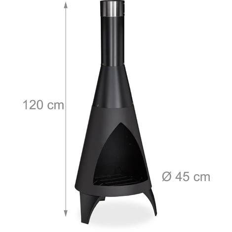 Relaxdays Cheminée De Jardin Avec Porte De Protection, Brasero Décoratif, Pour Le Bois, H X D: 120 X 45cm, Acier, Noir 6 Relaxdays Cheminée De Jardin Avec Porte De Protection, Brasero Décoratif, Pour Le Bois, H X D: 120 X 45cm, Acier, Noir – Image 4
