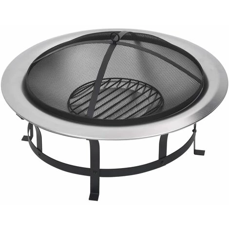 VidaXL Foyer Extérieur Avec Gril En Acier Inoxydable 76 Cm - Noir 5 VidaXL Foyer Extérieur Avec Gril En Acier Inoxydable 76 Cm - Noir – Image 3