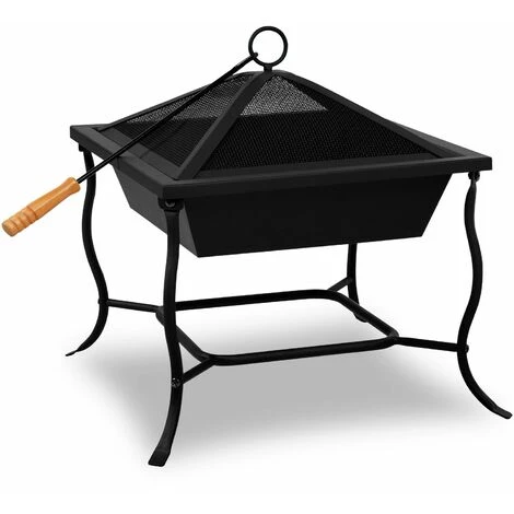 GARDEBRUK Deuba Brasero De Jardin Carré 45x45 Cm Acier Noir Avec Couvercle Barbecue Brasier Extérieur Cheminée 4 GARDEBRUK Deuba Brasero De Jardin Carré 45x45 Cm Acier Noir Avec Couvercle Barbecue Brasier Extérieur Cheminée – Image 2