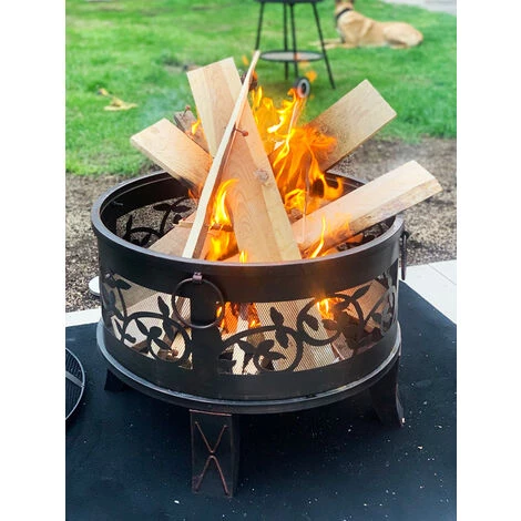 GARDEBRUK Brasero De Jardin Acier Rond Ø 67cm Noir-bronze 4 Anneaux De Transport Barbecue Jardin été Feu Bois Extérieur Vacances Camping Foyer 4 GARDEBRUK Brasero De Jardin Acier Rond Ø 67cm Noir-bronze 4 Anneaux De Transport Barbecue Jardin été Feu Bois Extérieur Vacances Camping Foyer – Image 2