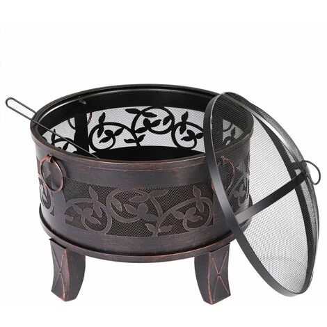 GARDEBRUK Brasero De Jardin Acier Rond Ø 67cm Noir-bronze 4 Anneaux De Transport Barbecue Jardin été Feu Bois Extérieur Vacances Camping Foyer 5 GARDEBRUK Brasero De Jardin Acier Rond Ø 67cm Noir-bronze 4 Anneaux De Transport Barbecue Jardin été Feu Bois Extérieur Vacances Camping Foyer – Image 3