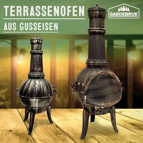 GARDEBRUK Cheminée En Fonte Extérieur BBQ Grill Brasero Grill Barbecue 112 Cm 4 GARDEBRUK Cheminée En Fonte Extérieur BBQ Grill Brasero Grill Barbecue 112 Cm – Image 2