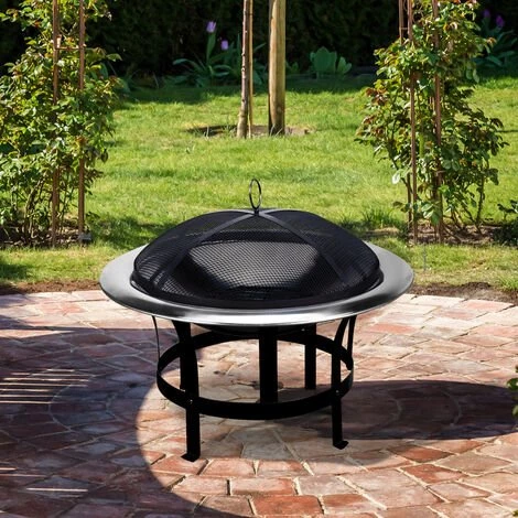GARDEBRUK Brasero En Acier Inoxydable Rond Jardin Extérieur Avec Grille Ø 75cm Foyer Ø 75 Cm 3 GARDEBRUK Brasero En Acier Inoxydable Rond Jardin Extérieur Avec Grille Ø 75cm Foyer Ø 75 Cm