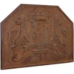 BISCOTTINI PLAQUE DE CHEMINÉE EN FONTE. FINITIONS : ROUILLE NATURELLE. L88XPR3,5XH64 CM