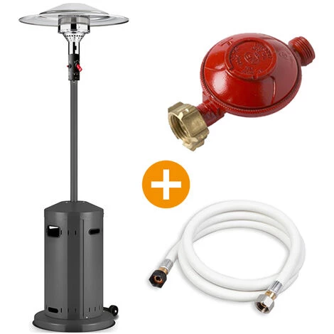 Favex - Parasol Chauffant Gaz Anthracite - Extérieur - Prêt à L'emploi Livré Avec Tuyau Et Détendeur - 3 à 8 KW - 12 M² - Housse, Roulettes Et Connectique Incluse - 76 X 76 X 230 - Gris 4 Favex - Parasol Chauffant Gaz Anthracite - Extérieur - Prêt à L'emploi Livré Avec Tuyau Et Détendeur - 3 à 8 KW - 12 M² - Housse, Roulettes Et Connectique Incluse - 76 X 76 X 230 - Gris – Image 2