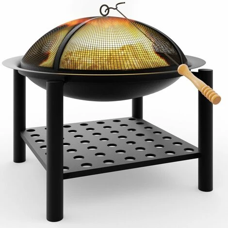 Deuba | Brasero De Jardin • Ø 55 Cm Rond • Acier • Avec Tisonnier Et Compartiment De Rangement Pour Bois | Barbecue, Brasier, Extérieur, Cheminée 3 Deuba | Brasero De Jardin • Ø 55 Cm Rond • Acier • Avec Tisonnier Et Compartiment De Rangement Pour Bois | Barbecue, Brasier, Extérieur, Cheminée