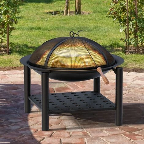 Deuba | Brasero De Jardin • Ø 55 Cm Rond • Acier • Avec Tisonnier Et Compartiment De Rangement Pour Bois | Barbecue, Brasier, Extérieur, Cheminée 4 Deuba | Brasero De Jardin • Ø 55 Cm Rond • Acier • Avec Tisonnier Et Compartiment De Rangement Pour Bois | Barbecue, Brasier, Extérieur, Cheminée – Image 2