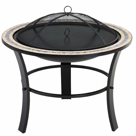 GARDEBRUK Brasero Rond Fuego Ø 76 Cm Acier Laqué Pierres Mosaïque Couvercle Jardin 3 GARDEBRUK Brasero Rond Fuego Ø 76 Cm Acier Laqué Pierres Mosaïque Couvercle Jardin