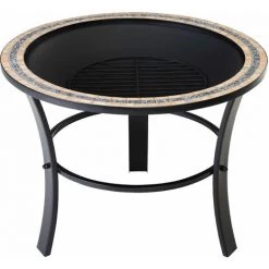 GARDEBRUK Brasero Rond Fuego Ø 76 Cm Acier Laqué Pierres Mosaïque Couvercle Jardin 9 GARDEBRUK Brasero Rond Fuego Ø 76 Cm Acier Laqué Pierres Mosaïque Couvercle Jardin -Chauffage d'extérieur Soldes 18877121 3