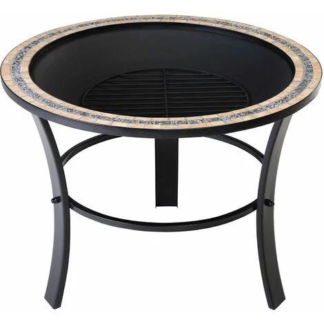 GARDEBRUK Brasero Rond Fuego Ø 76 Cm Acier Laqué Pierres Mosaïque Couvercle Jardin 5 GARDEBRUK Brasero Rond Fuego Ø 76 Cm Acier Laqué Pierres Mosaïque Couvercle Jardin – Image 3