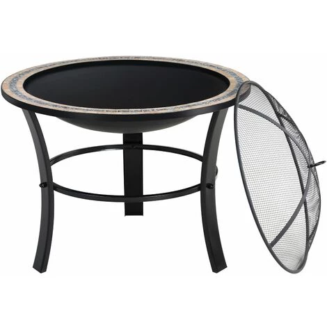 GARDEBRUK Brasero Rond Fuego Ø 76 Cm Acier Laqué Pierres Mosaïque Couvercle Jardin 6 GARDEBRUK Brasero Rond Fuego Ø 76 Cm Acier Laqué Pierres Mosaïque Couvercle Jardin – Image 4